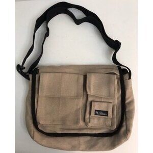Hempmania Small Crossbody Bag Tan Zipper Zip Close Adjustable Strap Pockets